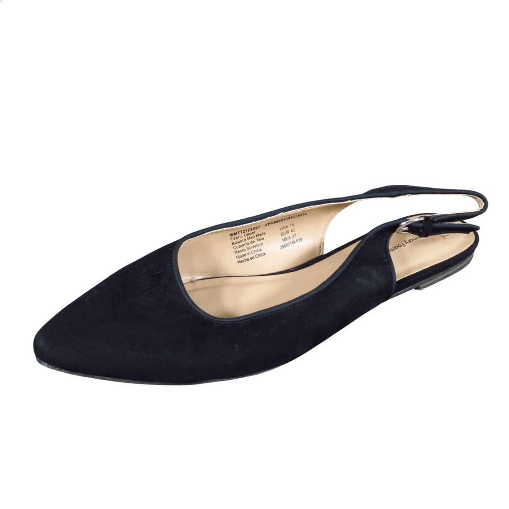 Time and Tru WMTT21FF027 Womens Slingback Flat Shoes Size 10 Dressy Black Fabric